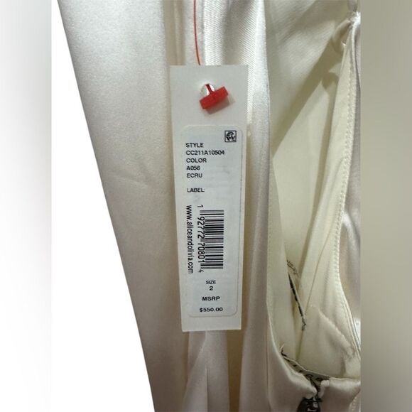 Alice + Olivia NWT EVANA  Asymmetrical Dress In Ecru Size 2 - Picture 7 of 7